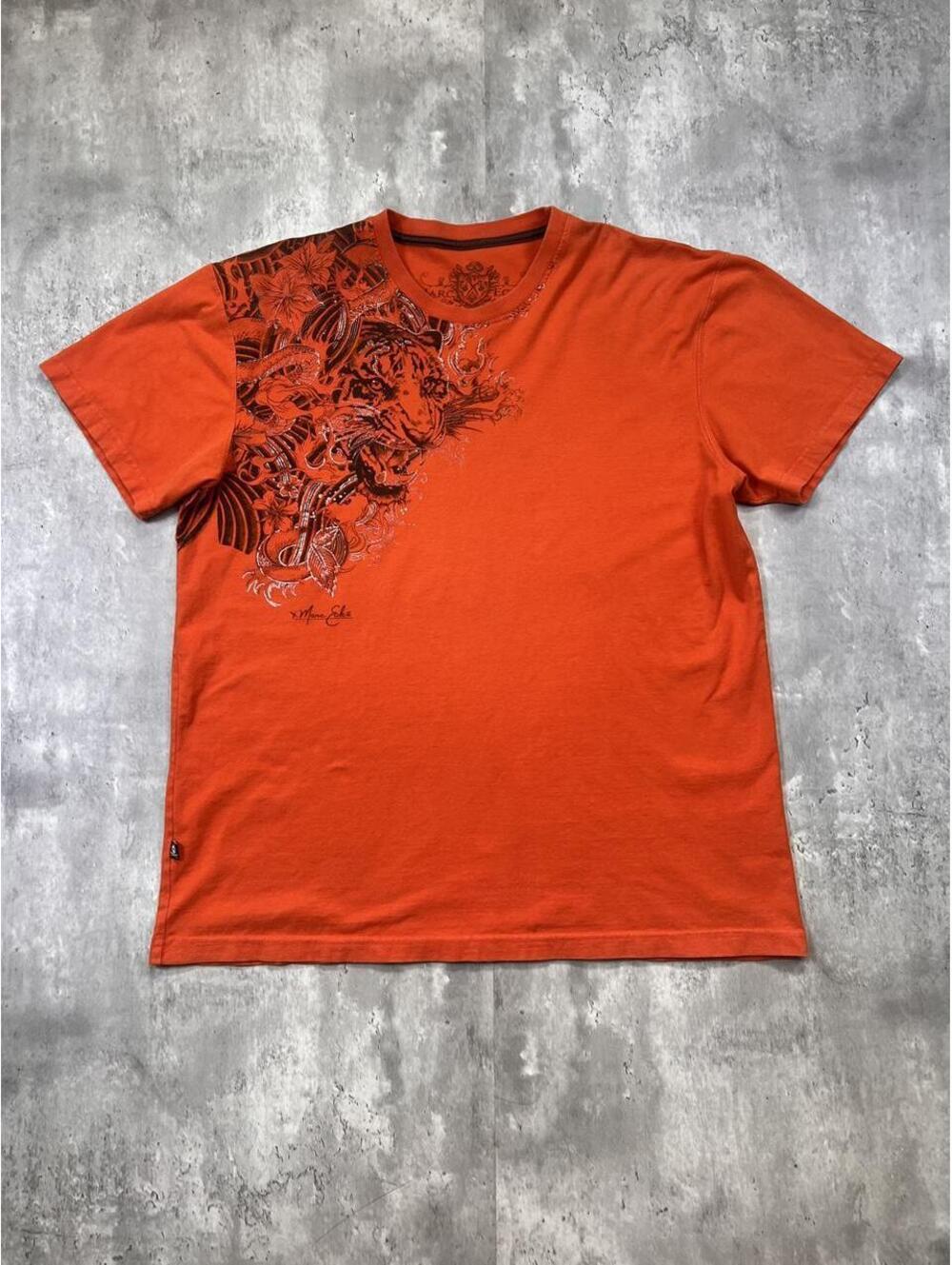 Y2K Tiger Graphic T-Shirt Orange Marc Ecko XL